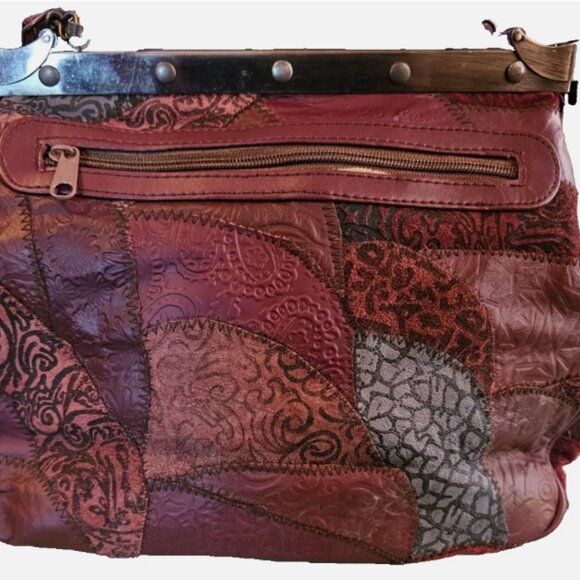 Vintage Alentino NAS BAG 80s 90s Faux Leather Patchwork Womans Hand Bag Purse - Picture 2 of 5